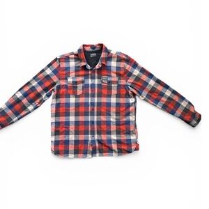 MTN OPS Flannel Shirt Mens XL Red Blue Plaid Button Up Stretch Mesh Lined